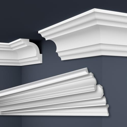 MARBET DESIGN - Modanature decorative in polistirene XPS, colore bianco, da soffitto (angolo interno ed esterno, E-16)