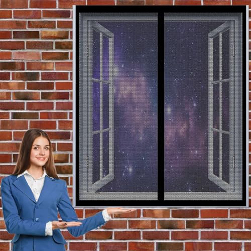 Curtain Mosquito Net 106 x 120 cm(42 x 47inch) Fly Insect Screen Mesh Fly Curtain Mosquito Net Keep Fresh Air in & Bugs Out for All Kinds of Window, Black