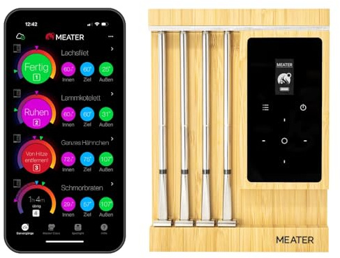 MEATER Pro XL: Wireless Smart Meat Thermometer | 4 Multi-Sensor Probes | Bluetooth & WiFi | 1000°F Heat Resistance | Certified Accuracy for BBQ, Oven, Grill, Smoker, Air Fryer, Deep Fryer, Sous Vide
