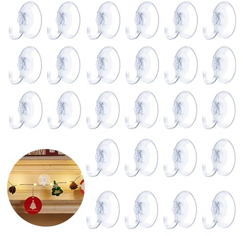 Svitzoot Lot de 50 Crochets à Ventouse Transparents 35MM - Sans Colle, Sans Forage - Mini Crochets d'Aspiration Étanches pour Salle de Bain et Décoration de Noël