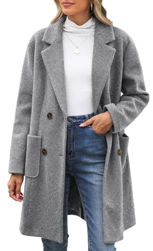 CMTOP Long Manteau Femme Hiver Manteaus En Laine À Double Boutonnage Veste À Revers Trench-Coat Epaissie Chic et Élégant Blazer Nizi Coupe-Vent Couleur Unie Classique