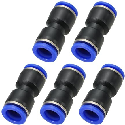 PATIKIL 1/2 Inches Push to Connect Fittings, 5Pcs Plastic Air Line Hose Fitting Quick Release Pneumatic Connectors Straight Union Two Way Coupler for Tube, Blue