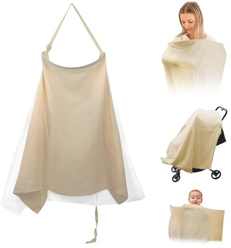 Stilltuch für Unterwegs Baumwolle Stillschürze Stillschal Breastfeeding Cover für Mutter Stillbezug für Babys Unterwegs Sichtschutz Stilltücher & -Schals, Weicher und Atmungsaktiver, Khaki