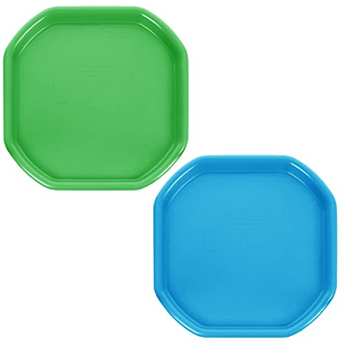 Set of 2 Small Mixing Tray 70cm x 70cm Octagonal Sand Pit Tray Concrete and Mortar Mixing Tray Kids Messy Activities Plastic Tuff Spot Board Water Sand Activities Sand Plastering (Green & Sky Blue)