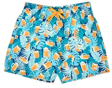 Dedoles Costume da Bagno Uomo & Bambino Pantaloncini da Bagno Asciugatura Rapida con Tanti Design Cocco Limoni Mare Surf, Colore: Blu, Disegno: Birra Tropical, Taglia: XL