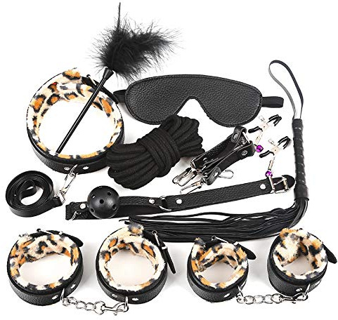 10 Pcs BDSM Sex Bed Bondage Kits with Restraints for Ankle & Wrist Spreader Bar Sex Resistance Strap Leg Hand Cuff Set for Adults Play King Mattress Sweater Bedroom Sex Handcuff Bracelets for Wome