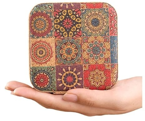 sanbeitang Jewellery Box for Women, Travel Mini Retro Jewellery Box Organiser, Small Portable Jewelry Case for Bracelets, Earrings, Rings, Ideal Birthday Gift for Women Girl (Sunflower)