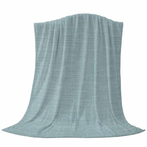 Flannel Fleece Throw Blanket, Light Blue Vintage Linen Soft Warm Fuzzy Cozy Blanket for Couch Bed Sofa Office Solid Color 32x48In