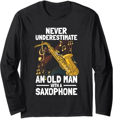 Old Man with a Saxophone Player Long Sleeve T-Shirt