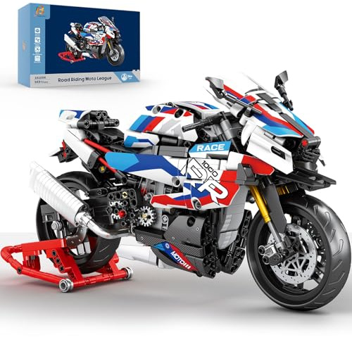 Brihappen 1:8 Scale 1000 RR Motorbike Building Block Set Adults Man, Technical Sport Touring Motorcycle Model with Display Stand, Collectible Mechanical Bike Vehicle Construction Kit for Teens 14+