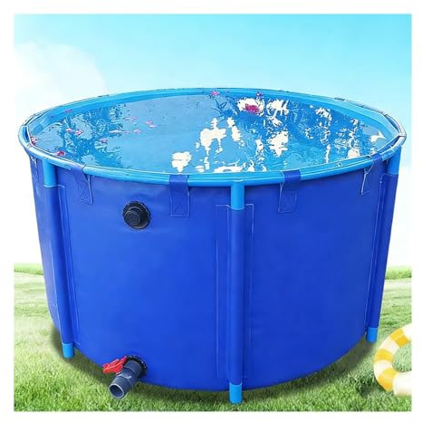 XILYZMO Pozo Decorativo Jardin, Piscina Elevada Lona (Redonda Y Plegable), Estanque Cría Peces Koi Y Estanque Exterior para Almacenamiento Agua para Acuicultura Doméstica.(1x0.6m)