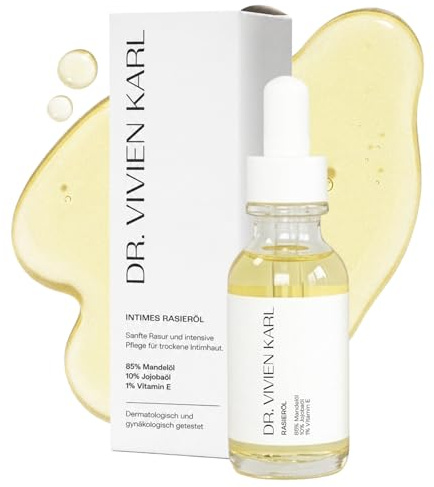 Dr. Vivien Karl Aceite de afeitar íntimo | Afeitado íntimo para mujeres contra la irritación | Aceite corporal para un afeitado suave | Alternativa suave al gel de afeitar mujer | Aceite para la piel