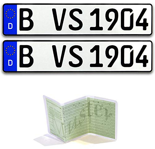 VooSale 2 DIN zertifizierte Eurokennzeichen in der Standard-Größe 520mm x 110mm mit ihrer Wunschprägung auch für Fahrradträger geeignet in Top Qualität