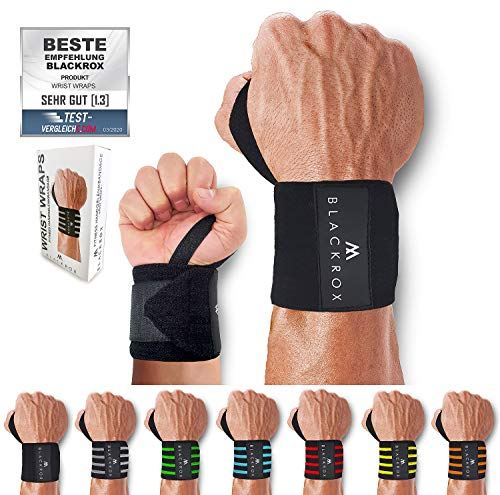 BLACKROX Handgelenkbandage 2er Set [Vergleichssieger 2024] | Für Damen & Herren | Stabilisierung für das Handgelenk | Perfekt für Sport, Fußball, Kraftsport & Bodybuilding | Atmungsaktiv