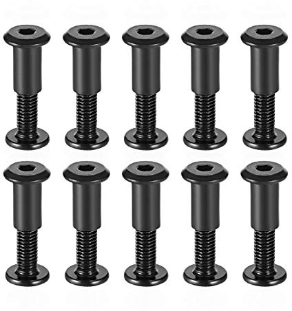 Awclub Screw Post Fit for 5/16(8mm) Hole Dia, Male M6x25mm Belt Buckle Binding Bolts Leather Fastener Carbon Steel Black 10 Sets