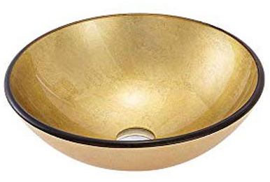 HomeLava Gehärtetes Glas Aufsatzwaschbecken Modern Handwaschbecken Mini Rund für Gäste WC Bad 30 cm (ohne Wasserhahn)