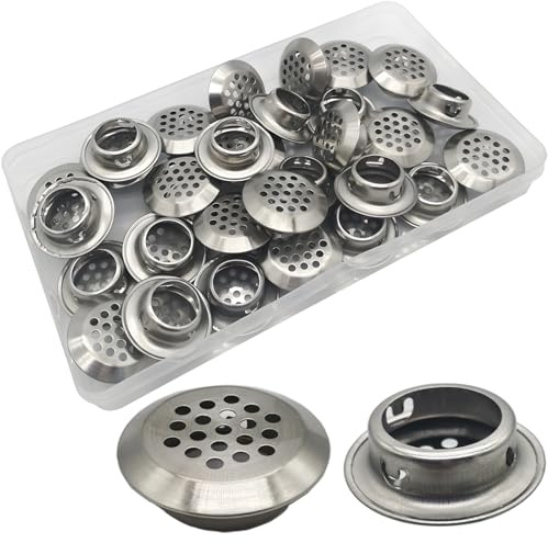 CTRICALVER 30Pcs Rejilla de ventilación de Acero Inoxidabl|de|Malla Agujero Redondo Rejilla de Ventilación Ø19mm | para Gabinete, Guardarropa, Gabinete del Zapato, Gabinete Decorativo