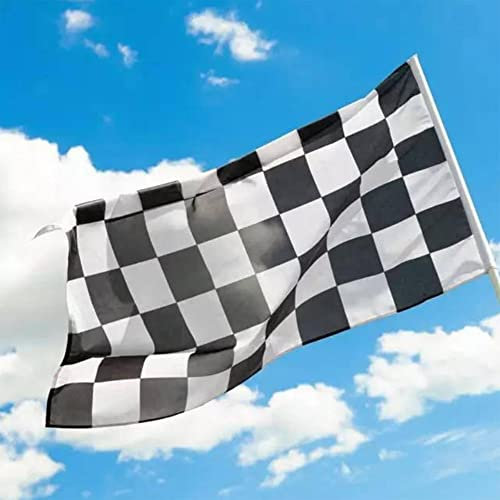 5ft x 3ft Checkered Flags Black and White Racing Flags and Banners Pennant Decoration for Game Parade Sport Events, Festival Party Handheld Flag 90 X 150cm with Brass Grommets