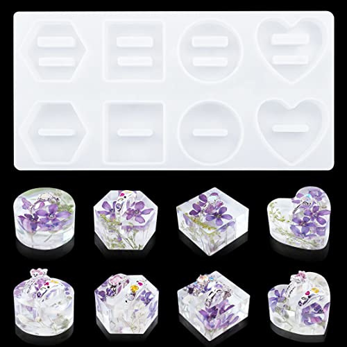 DeryArcle Moule Résine Époxy Porte-Bague, Moules Resine Support de Bijoux Coeur Moulle Silicone Moulage Rond pour DIY Conteneur Stockage Présentoir Pendentif Boucle D'oreille