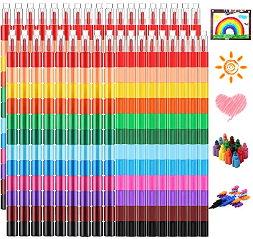 YeahBoom Wachsmalstifte,36PCS Stapelbare Buntstifte kinder,Wachsmalstifte Set,Spitzen Kreide Buntstifte,Regenbogen Stifte,Farbwechselstift,ideal als mitgebsel kindergeburtstag,Ostergeschenke Kinder