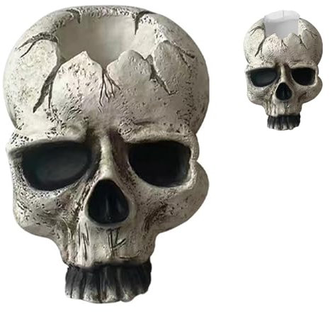 Lumeclat Portavelas de Pared Calavera, Candelabro Estético para Halloween Gótico, Adorno Creativo para Pared de Sala, Motivo Esqueleto, Forma de Calavera, Ideal para Decoración del Hogar, Halloween
