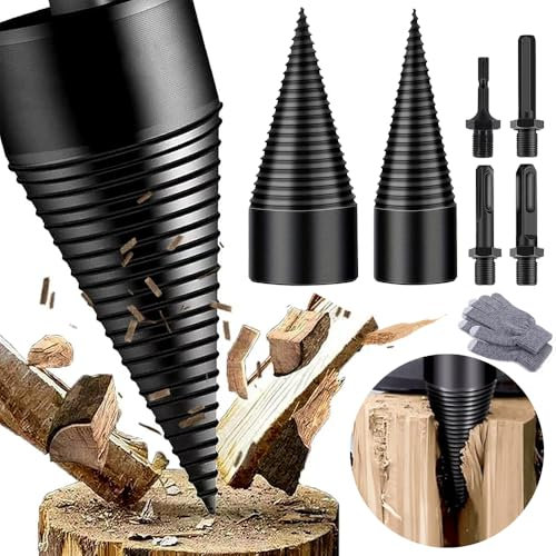 Foret de Fendage de bois,Fendeur de Buche Splitter pro 45mm+32mm,4PCS,Fendeur de Buche,Foret Fendeur de Bois ou de Bûches,Convient pour Fendre le Bois,Fendeur de Buche