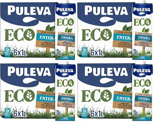 Leche ecológica Puleva ECO Entera brik 1L – Caja 6 litros (Paquete de 4)