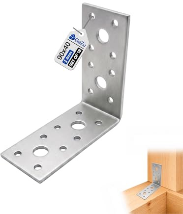 GEZU IMPEX Vinkelbeslag 90 x 90 x 40 mm, Galvaniserad, Set med 18 st, vinkeljärn, vinkelanslutning