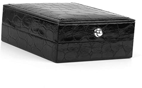 Pleayietoopiatiey Gemelos de piel sintética negra con clip para corbata, caja de regalo, vitrina