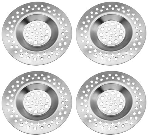 4PCS Stainless Steel Sink Drain Strainer Plug - Double Mesh Filter Cover - Hair Trap for Kitchen, Bathroom, Shower Use - Clog-Resistant (7.1cm, 6mm)