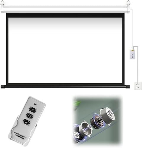 KIJyfgTR Pantalla de proyección motorizada for Cine en casa Pantalla de proyección motorizada for Montaje en Pared o Techo, Compatible con 3D 4K 1080P(Aspect Ratio 4:3)