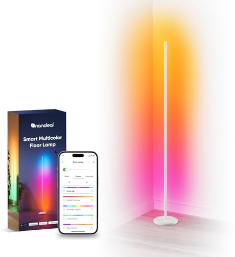 Nanoleaf Lampada da Terra LED RGBIC, Piantana da Salotto Compatibile con Alexa e Matter, Sincronizzazione Musicale, 16 Milioni di Colori, 200+ Modalità Scena, per Soggiorno e Camera da Letto,Bianco