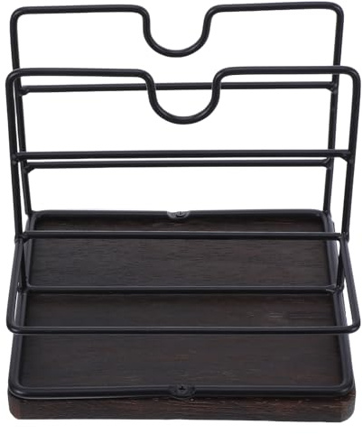 MAGICLULU Porte-Serviettes de Table en Bois Noyer avec Distributeur de Sel et Poivre Organiseur de Serviettes Cuisine et Salle à Manger Support Compact pour Restaurant et Table Basse