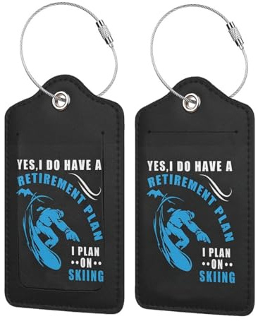 Yes I Do Have A Retirement Plan I Plan On Skiing Luggage Tags for Suitcases Travel ID Identification Labels Set for Bags 2 PCS