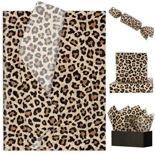 Dermalyx 100 Hojas De Papel De Seda Con Estampado De Leopardo, Papel Para Regalo Ideal Para Envolver, Empaque De Ramo De Flores, Material De Manualidades Para Artesanía, B
