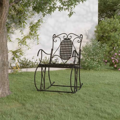 Mokuyary Banc à Bascule 84 cm Noir Acier Patio