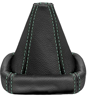 L & P Car Design L&P A0024-1 Schaltsack Schaltmanschette kompatibel mit VW Golf 2 II 3 II Polo 6N Passat 35i UVM. 100% Echtleder Leder Schwarz Naht Grün