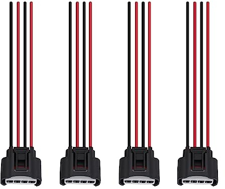4 Packs Ignition Coil Female Connector Plug Harness Pigtail Compatible with Toyota Camry, Highlander, Matrix, RAV4, Solara, Lexus HS250h, Scion tC, Pontiac Vibe L4 2.4 L