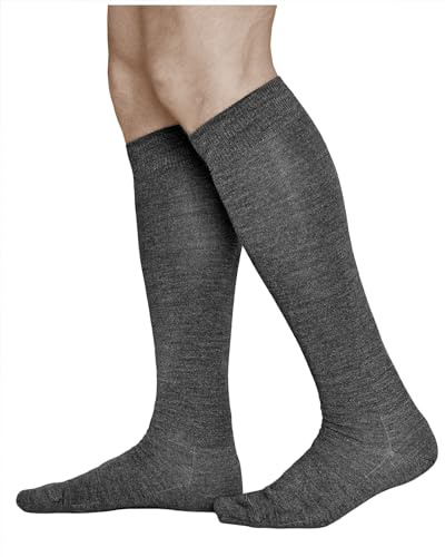 vitsocks Men's 80% MERINO WOOL Long Knee High Length Winter Socks, Warm Breathable Woollen Over-the-Calf Knee-Highs, grey, 8.5-9.5