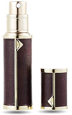 AsaNana Perfume Atomiser, Refillable & Travel Size Perfume Bottle, Leaking Proof,Bottom Pump without Funnel, Luxurious Small women and men, 5ml (GLD-Coffe)