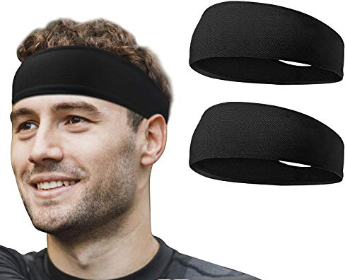 Flintronic Sport Stirnband, 2 Stück Unisex Headband, Elastisches Anti-Rutsch Schweißableitendes Schweißband Stirnband für Männer Frauen-Tennis, Laufen, Crossfit, Fitness für Damen und Herren