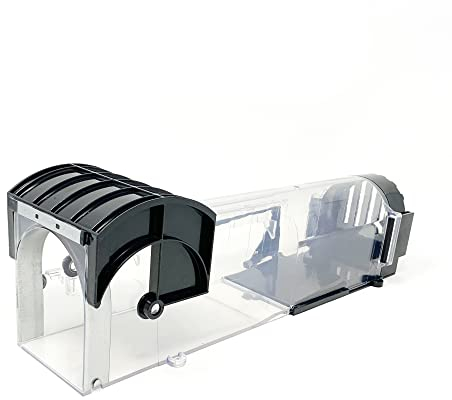 Reusable Mouse Trap Rodent Mice Live Catcher Small Animals Cage Rat Trap Pest Control for Indoors and Outdoors, Humane Rat Traps, Friendly for Kids & Pet (1 x Black & Clear Mouse Trap)