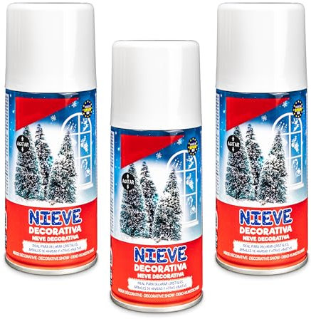 BESCH Espuma Nieve Artificial Spray Decoración Navidad para Arbol, Pulverización de Nieve, Bote Spray Efecto Nieve, Copos de Nieve (A-Nieve Decorativa 150ml, Pack 3)