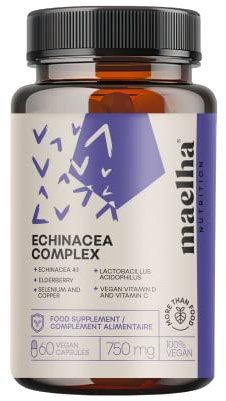 Echinacea Immuno Complex | Echinacea, ESTER-C, Beta-glucani, Sambuco, Vitamina D, Selenio, Rame, Lactobacillus acidophilus | Sistema immunitario | 60 Capsule | Integratore 100% Naturale