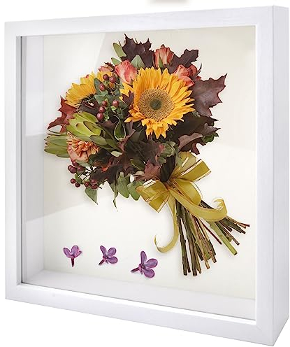 TNSLAND 3D Bilderrahmen zum Befüllen, 20x20 Bilderrahmen Tief zum Befüllen für Objekt bis 3cm Tiefer Bilderrahmen Quadratisch, Bilderrahmen Geldgeschenk 3D zum Befüllen,Objektrahmen für Blumen & Fotos