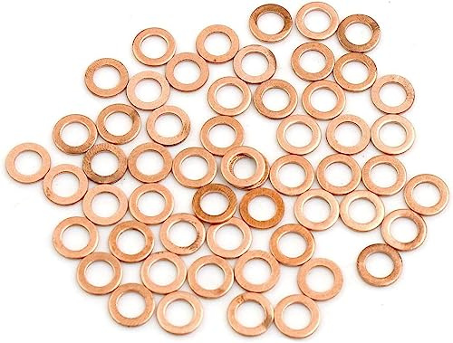 50 stycken 6 mm innerdiameter koppar brickor platt tätning tätningsringar tätningsringar för skruvar bultar och muttrar för bilar