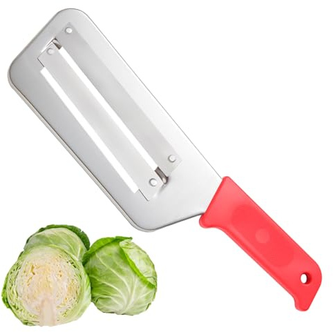 Dokpod Cortador de Repollo - Rojo, Cuchilla y Cuerpo de Acero Inoxidable, Manual, Multiusos, Apto para Lavavajillas