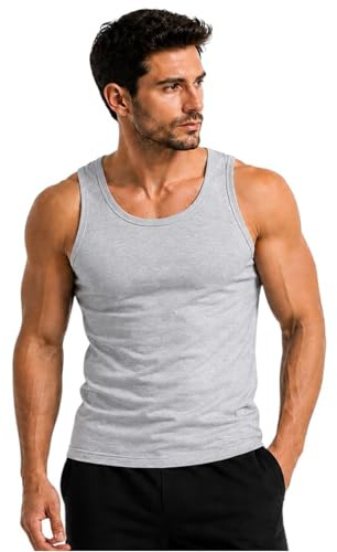 ITRAT Men's Cotton Vests Tank Tops Slim Fit Summer Top Breathable Sleeveless Shirt, Easy Fit Athletic Wear for Workout, Everyday Use and Training Activities (Pack 1, White, XL)