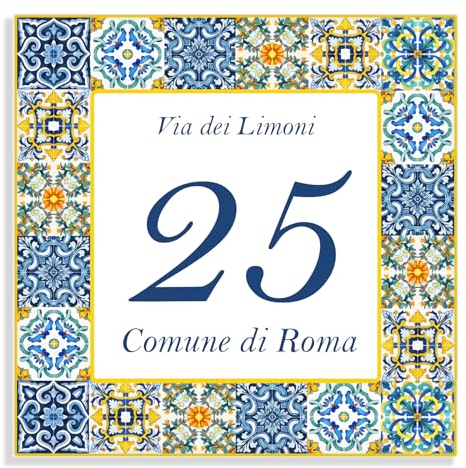 Stileitaliano benutzerdefinierte Hausnummer Keramikfliesen Dekoration Zitronen Küste Amalfi (Stil C)