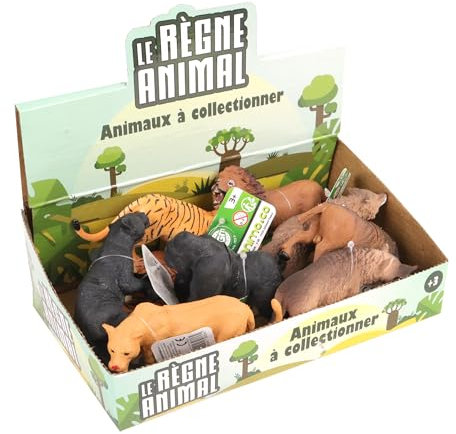 ZANIMO & CO - Pacco di 12 Figure di Animali Selvatici - 030336PA - Multicolore - Plastica - Da Collezionare - per Bambini - Realistico - Miniatura - Assortimento di Animali - A partire dai 3 anni